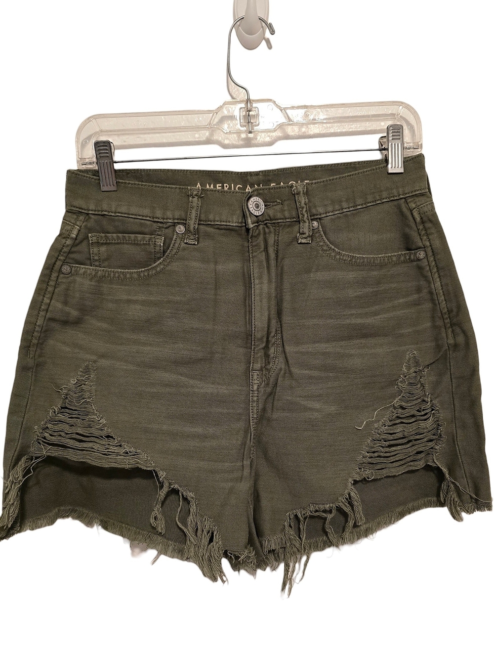 American Eagle Outfitters - Olive Distressed Denim Shorts